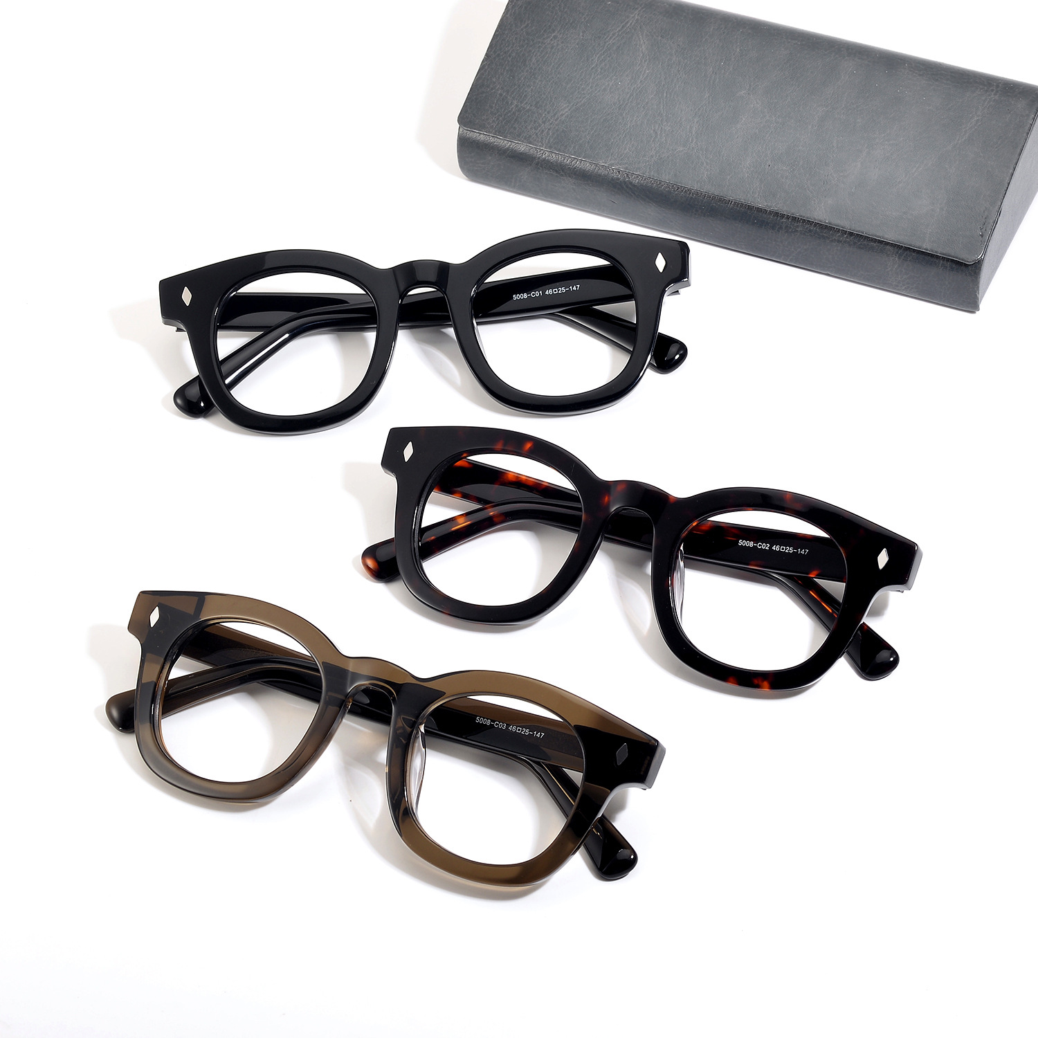 japanese-retro-acetate-eyeglass-frame-b2b supplier V5008 - Image 3