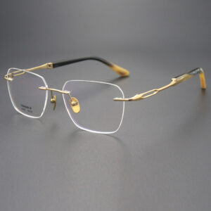 pure-titanium-square-optical-frames-horn-leg-design b2b H2423
